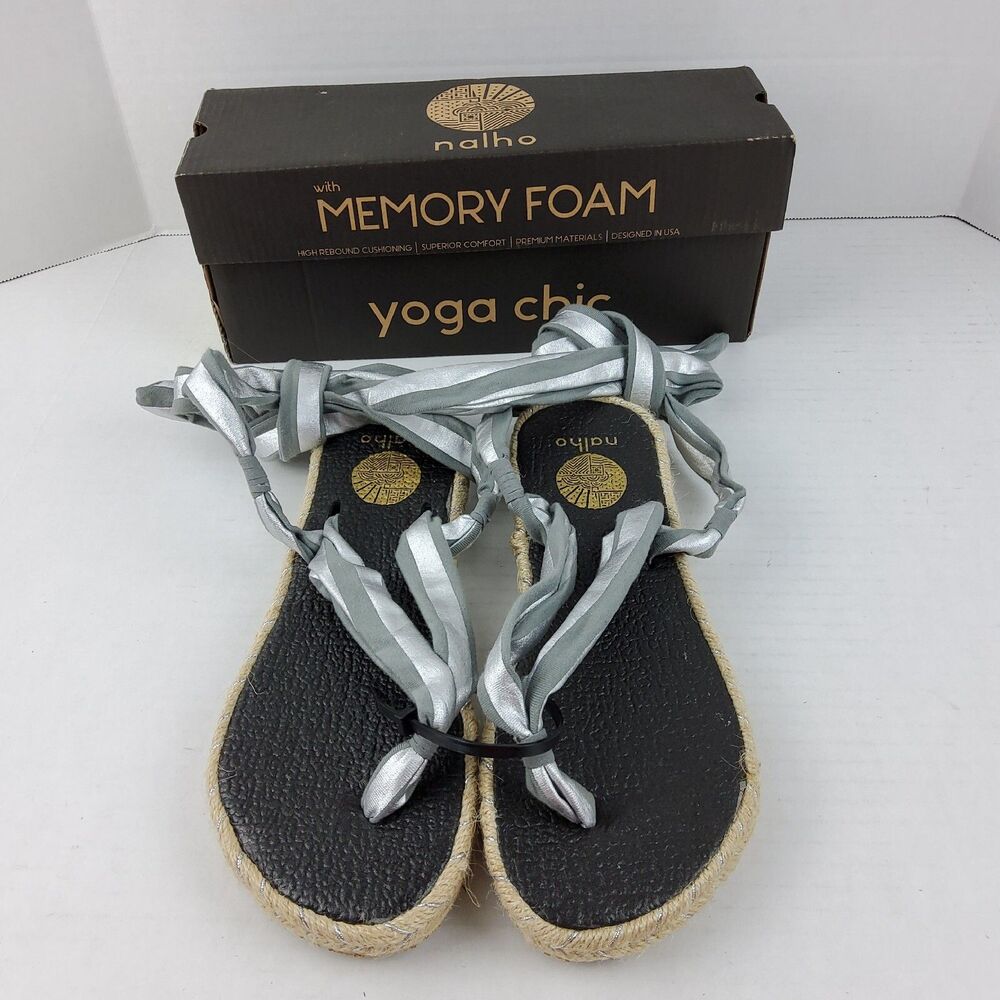 Nalho Karabi Memory Foam Yoga Espadrille Ankle Wrap Sandals Size 9 US/ 39 EU